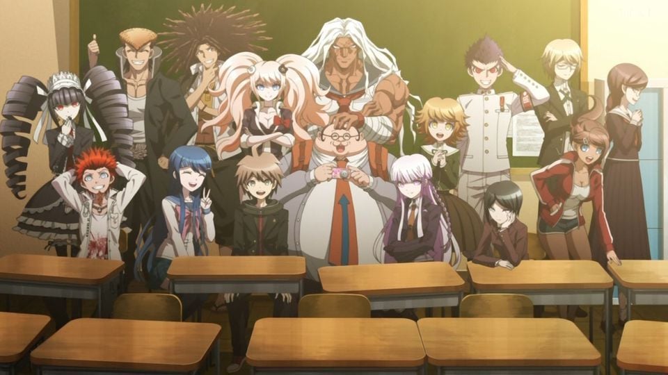 A class full of school children from Danganronpa 1.
